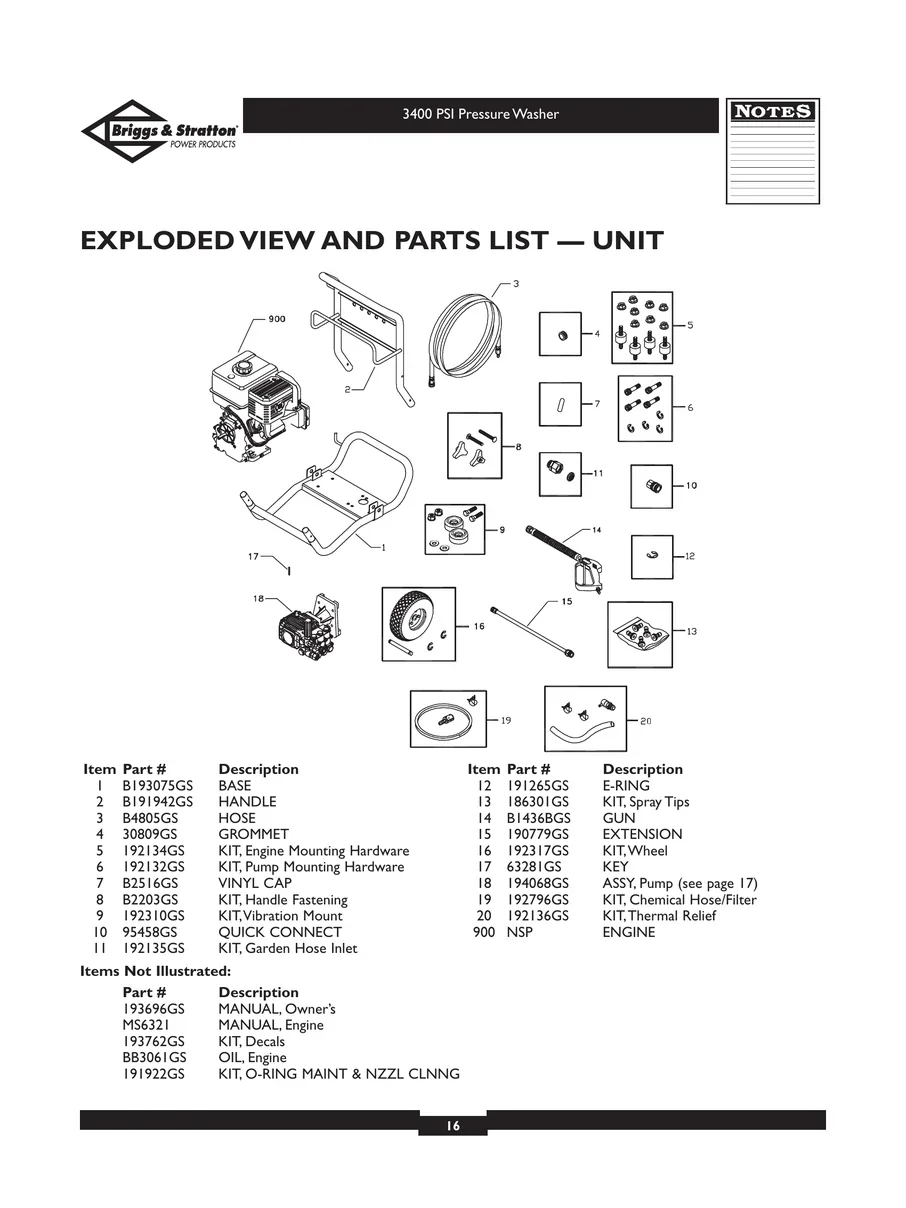 BRIGGS AND STRATTON, 01988, IPL.16